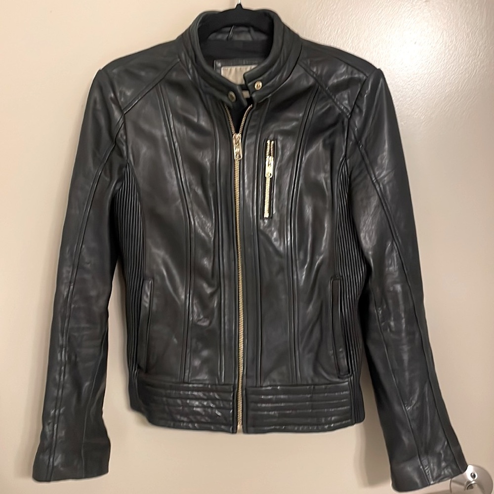 Michael Kors black leather jacket size small